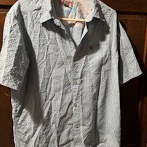 Quiksilver Men's Blue & White Checkered Short Sleeve Button-Down Shirt